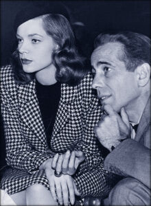 Lauren Bacall and Humphrey Bogart on the set of the 1946 film noir The Big Sleep.